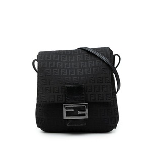 フェンディ ズッキーノ ショルダーバッグ 8BT075 ブラック キャンバス レザー レディース FENDI 中古