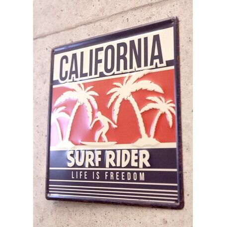 アンティーク調エンボスプレート CALIFORNIA Surf Rider