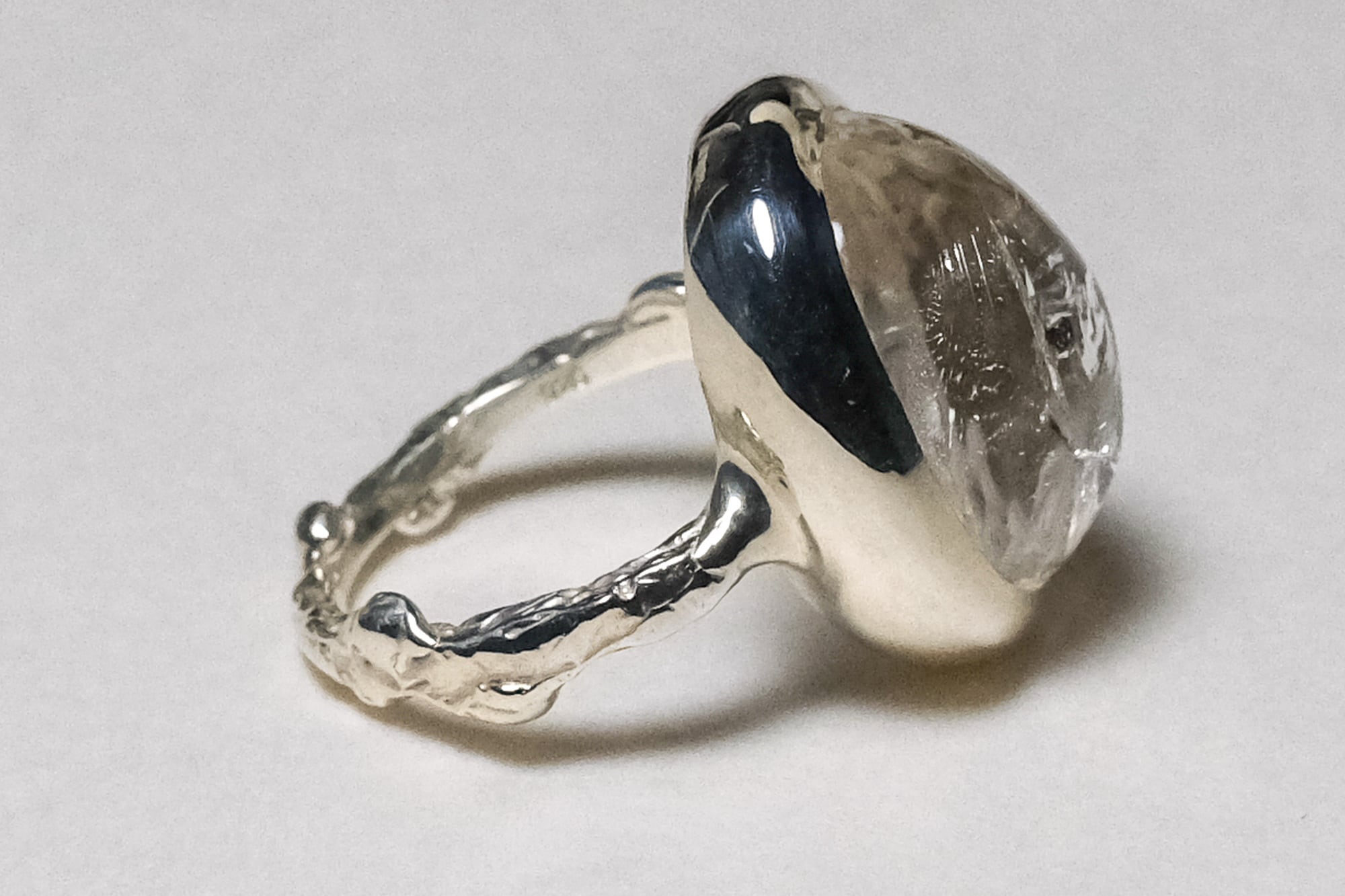 狭間 水入り水晶 リング silver no,373