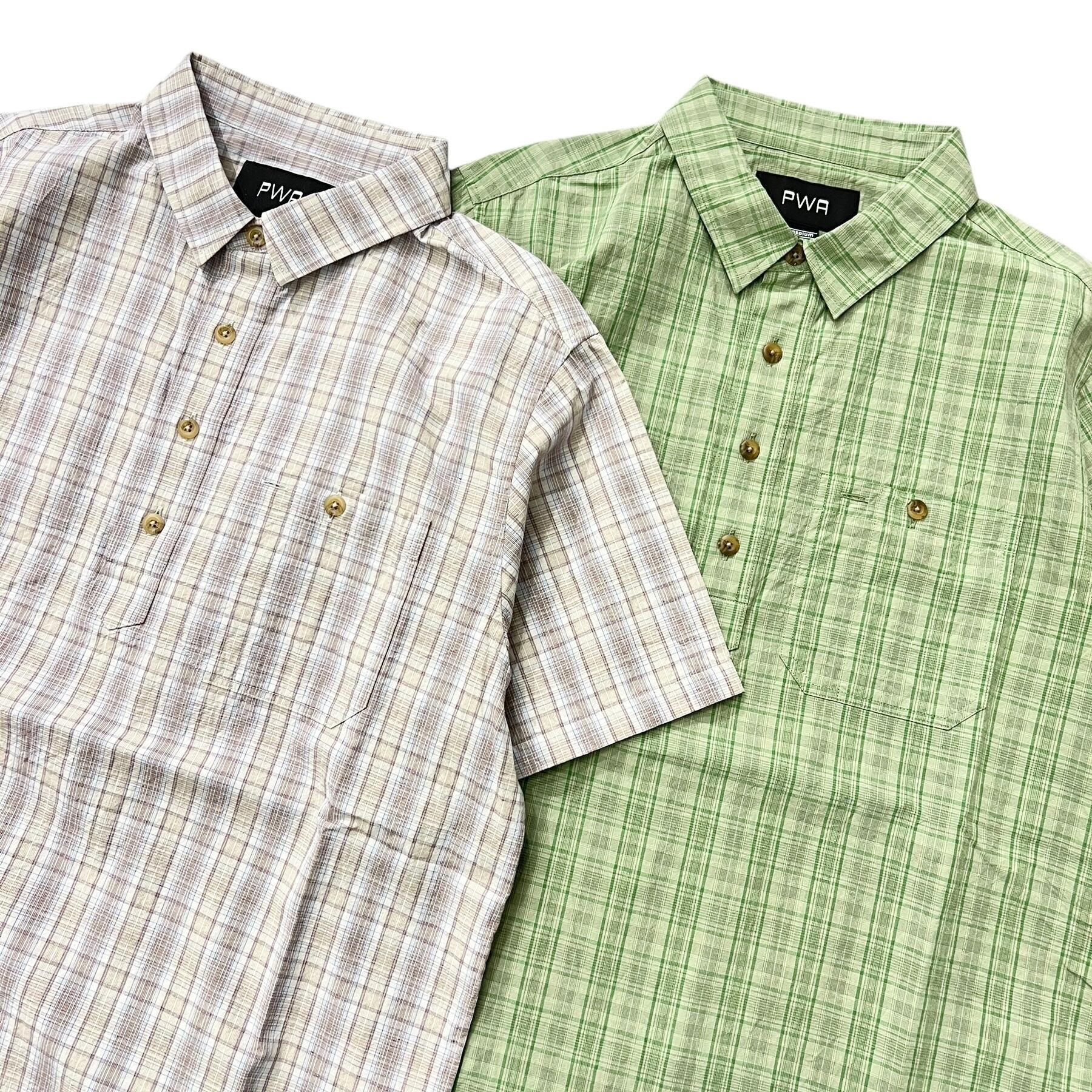PWA / LINEN MIX P/O SHIRT GREEN CHECK | THE NEWAGE CLUB