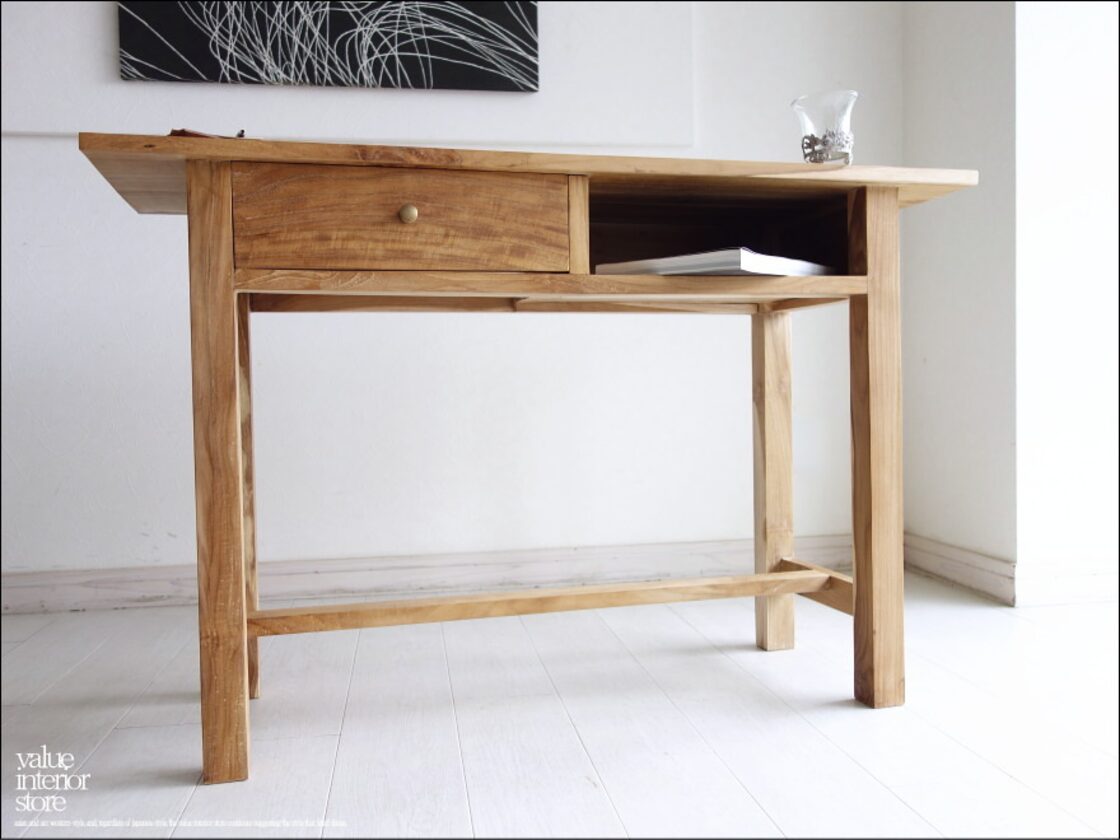 チーク総無垢材 デスク1dr 机 パソコンデスク 学校机 作業台 手作り  