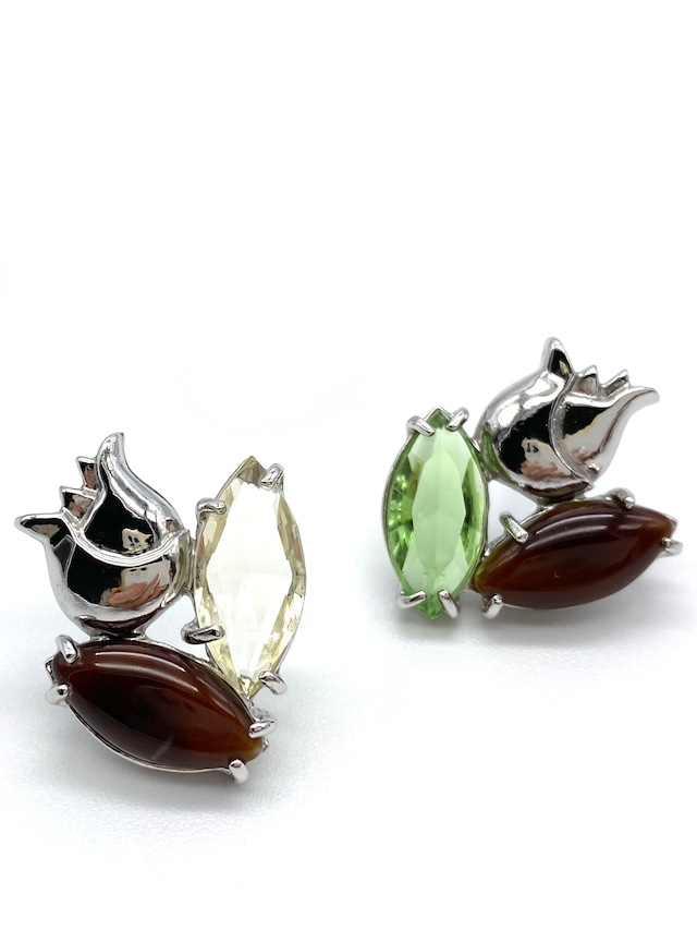 Muguet pierced / clip-on earrings | green apple × lemon