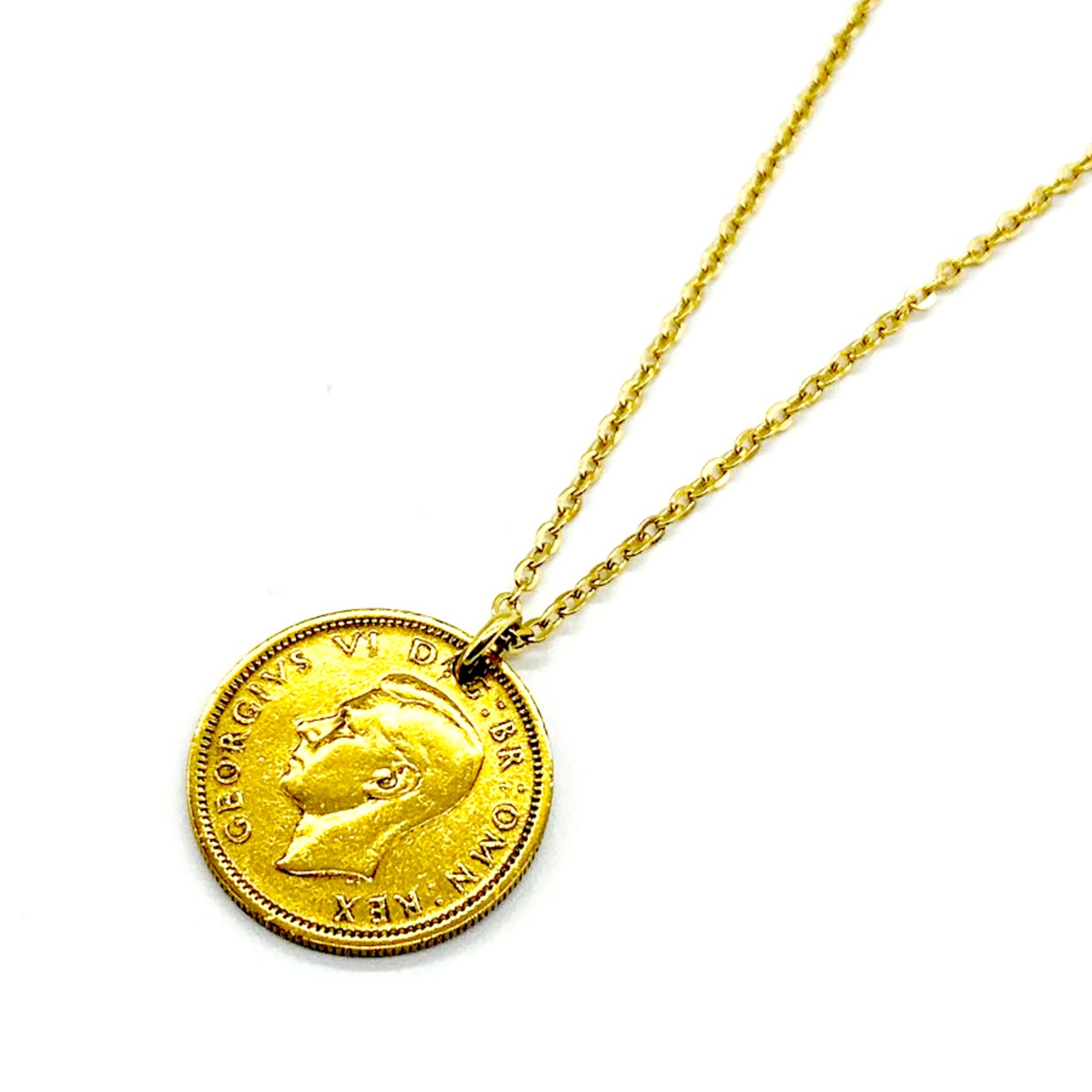 シックスペンスコイン ネックレス 1947年 ジョージ6世 ゴールド