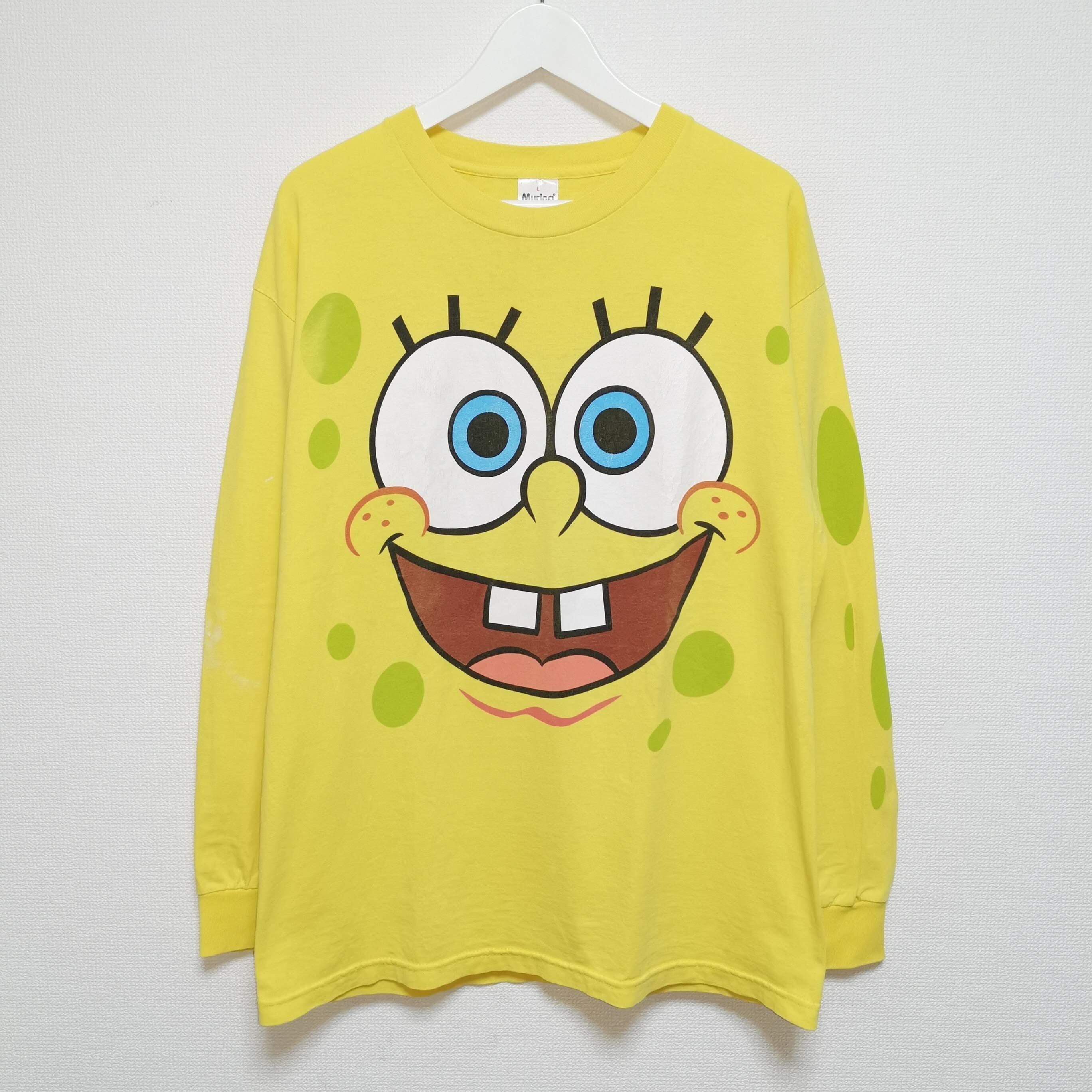 送料無料 L 90s スポンジボブ SpongeBob ロンT 長袖 Tシャツ USA製 