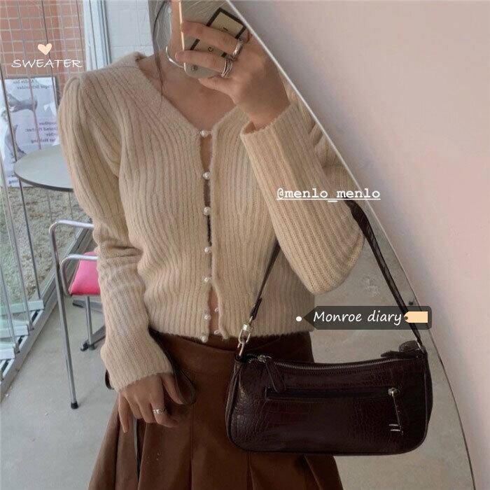 セーター ニットトップス カーディガンスプリングショートジャケット ロング 春物 モンロー67598340764