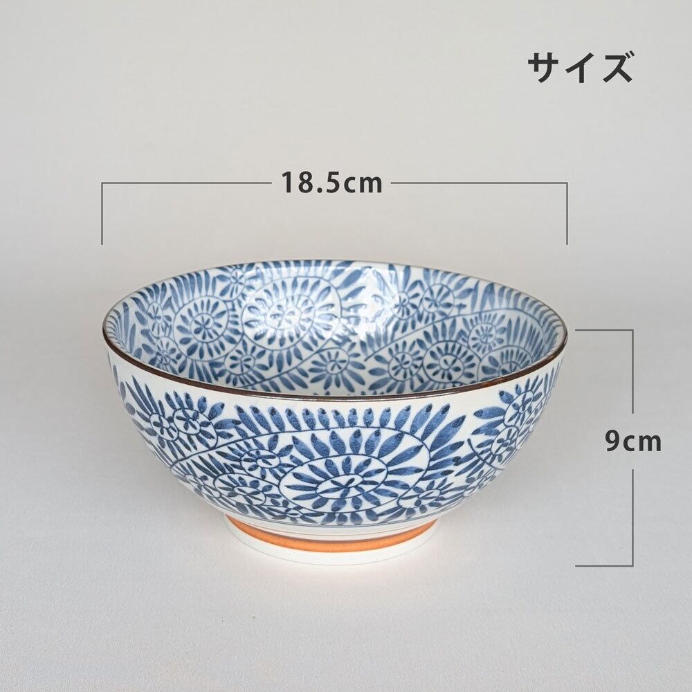 どんぶり 食器 おしゃれ 藍染 タコ唐草 18.5cm さぬき丼 うどん鉢 器