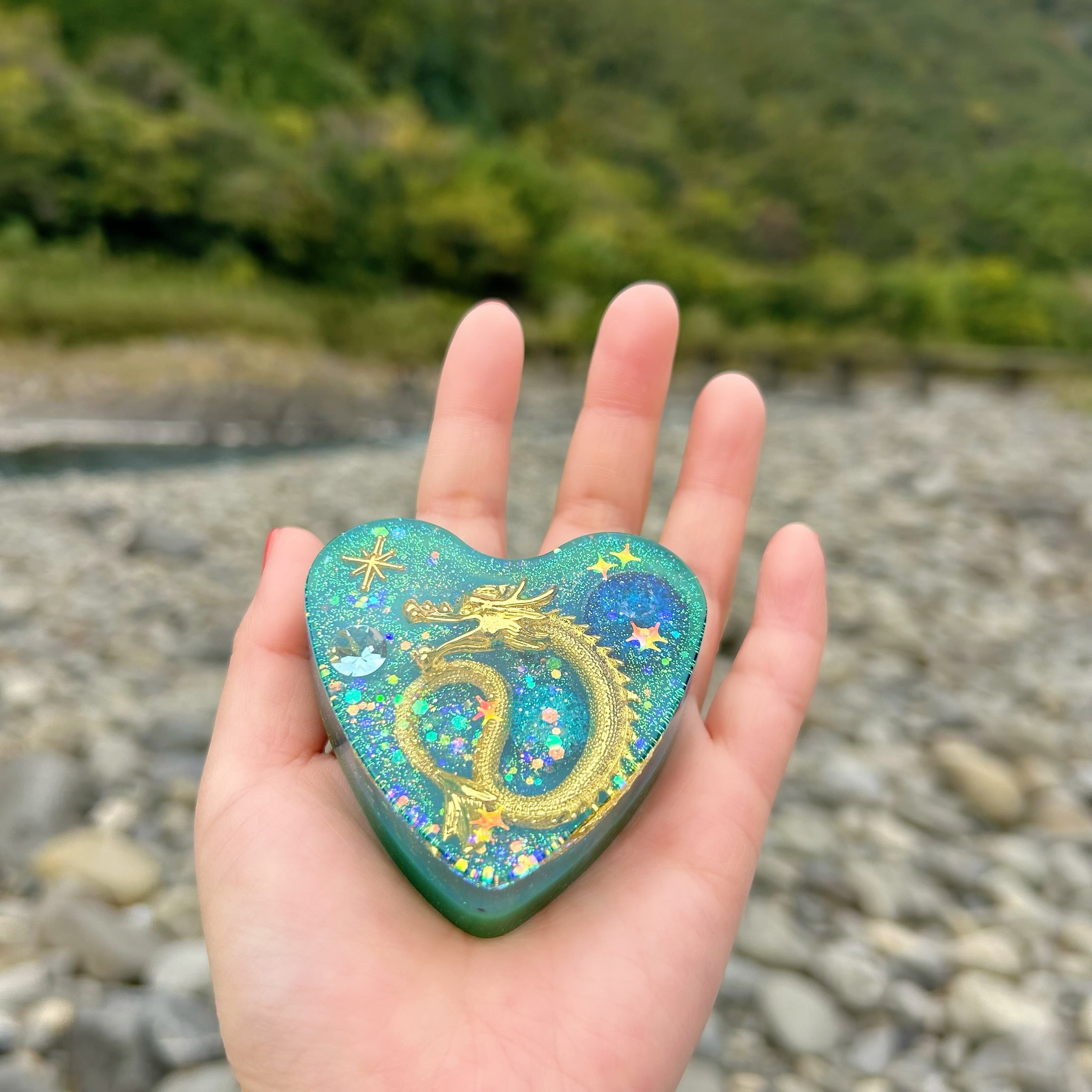 龍神さま心珠オルゴナイト(緑龍)