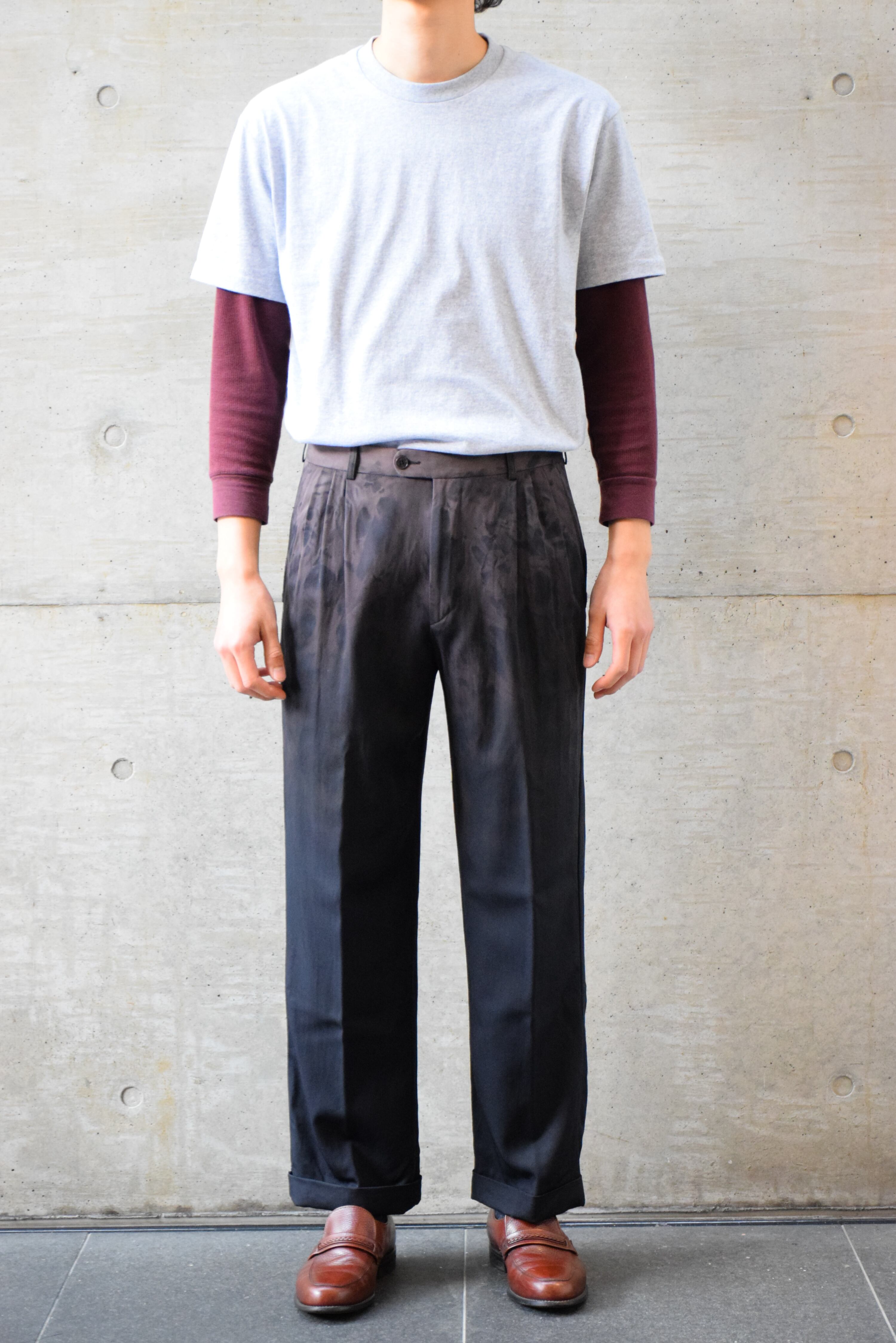 80〜90's スラックス メンズ W32 L28 ネイビー フェード 古着