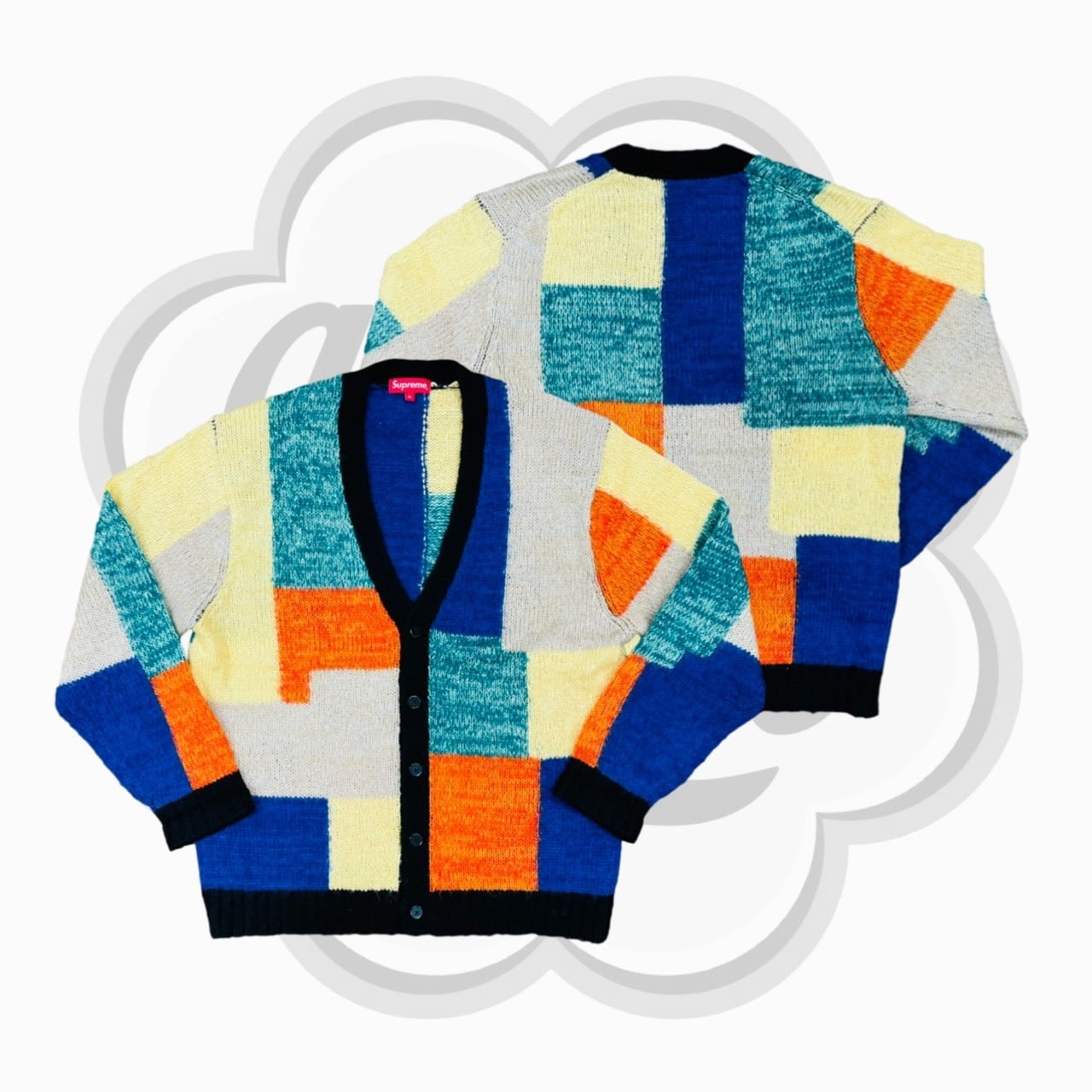 SUPREME 19SS PATCHWORK MOHAIR CARDIGAN MULTICOLOR XL 220JL1689  