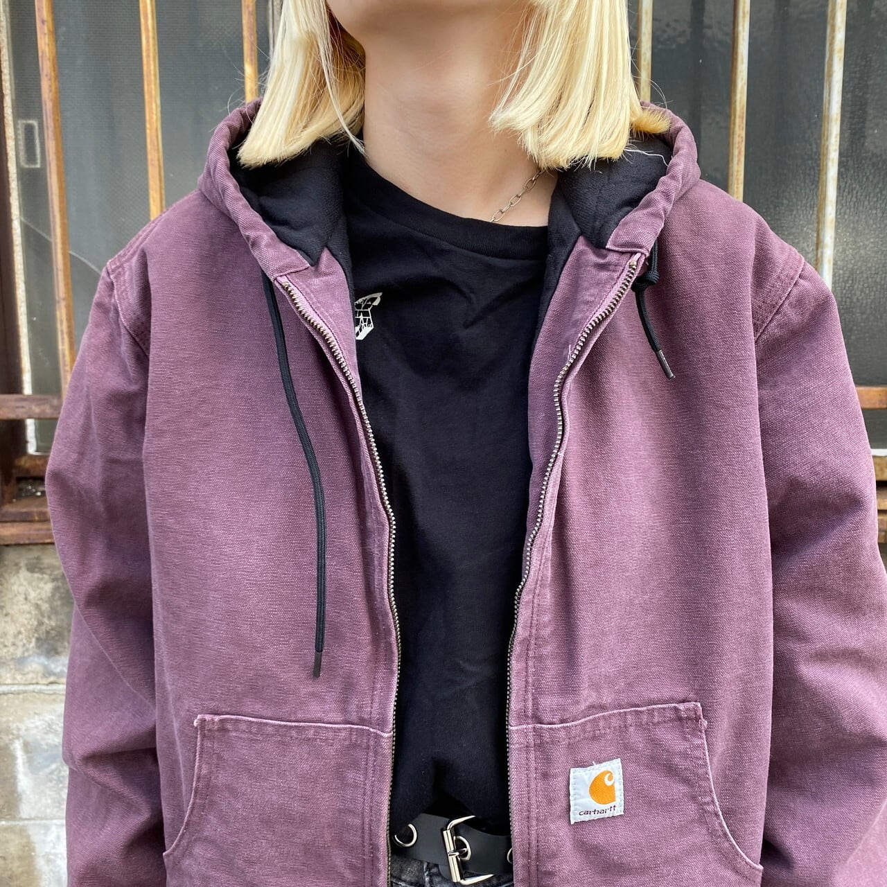 着丈71cmUSA製　Carhartt アクティブジャケット　カーハート　パープル