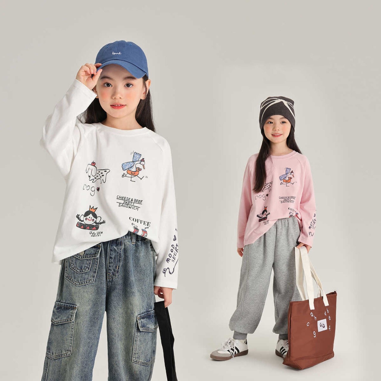 秋手描き柄長袖Ｔシャツ2色