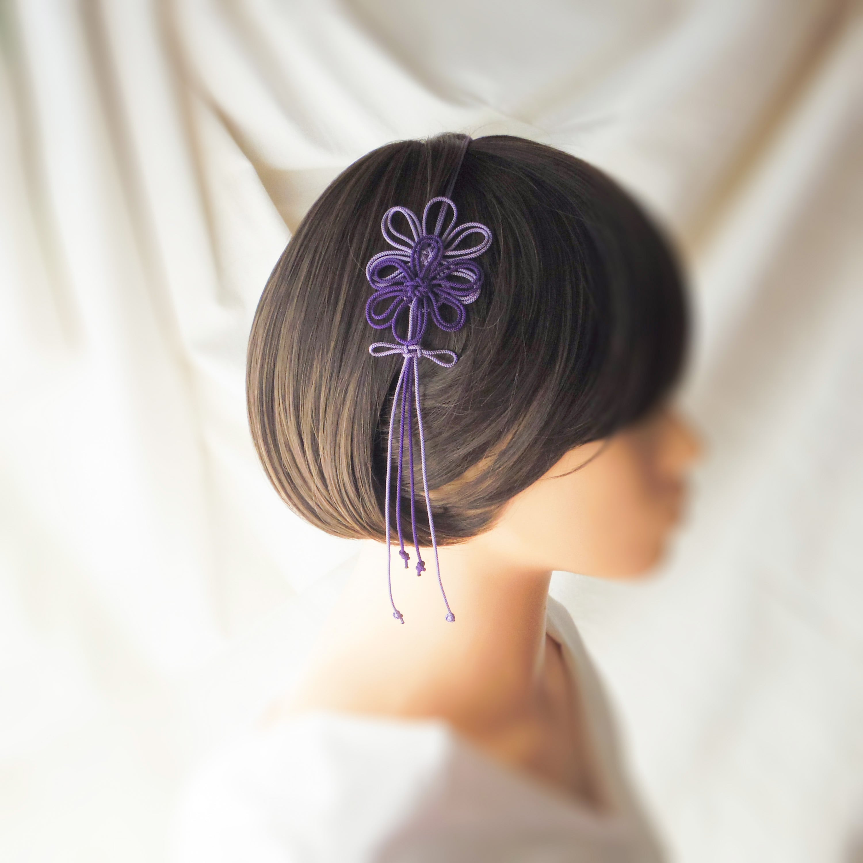 飾り結びカチューム「香ニミチル雅」(淡紫×濃紫)【軽量・簡単】浴衣や着物、日常使いにも。