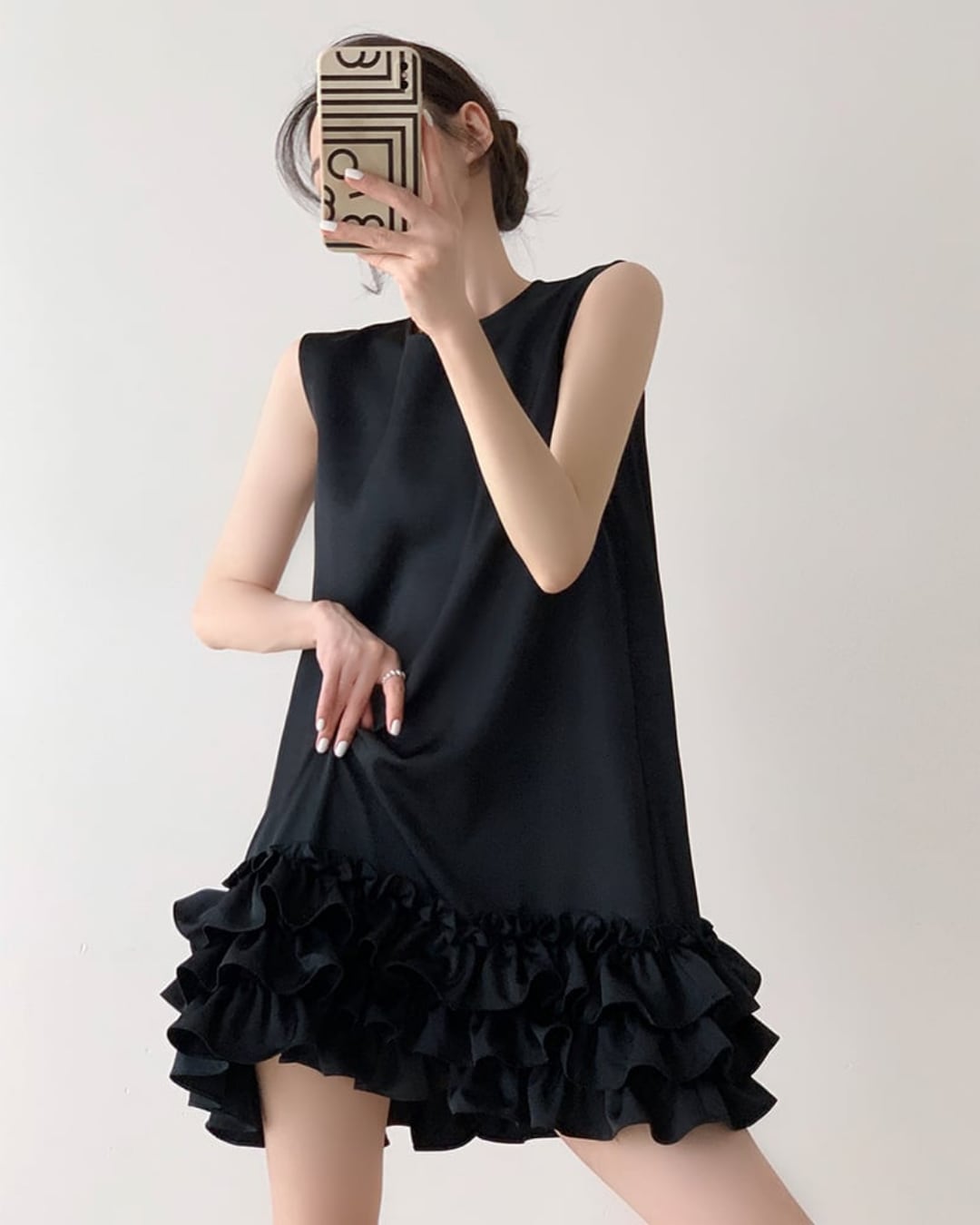 ギャザーヘムミニドレス S24331