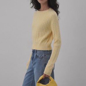 twist texture short knit top J00035