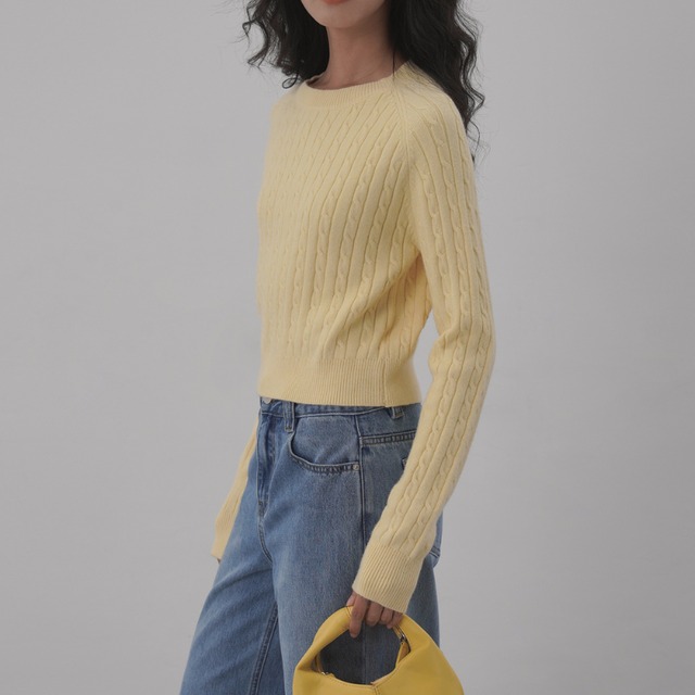 twist texture short knit top J00035