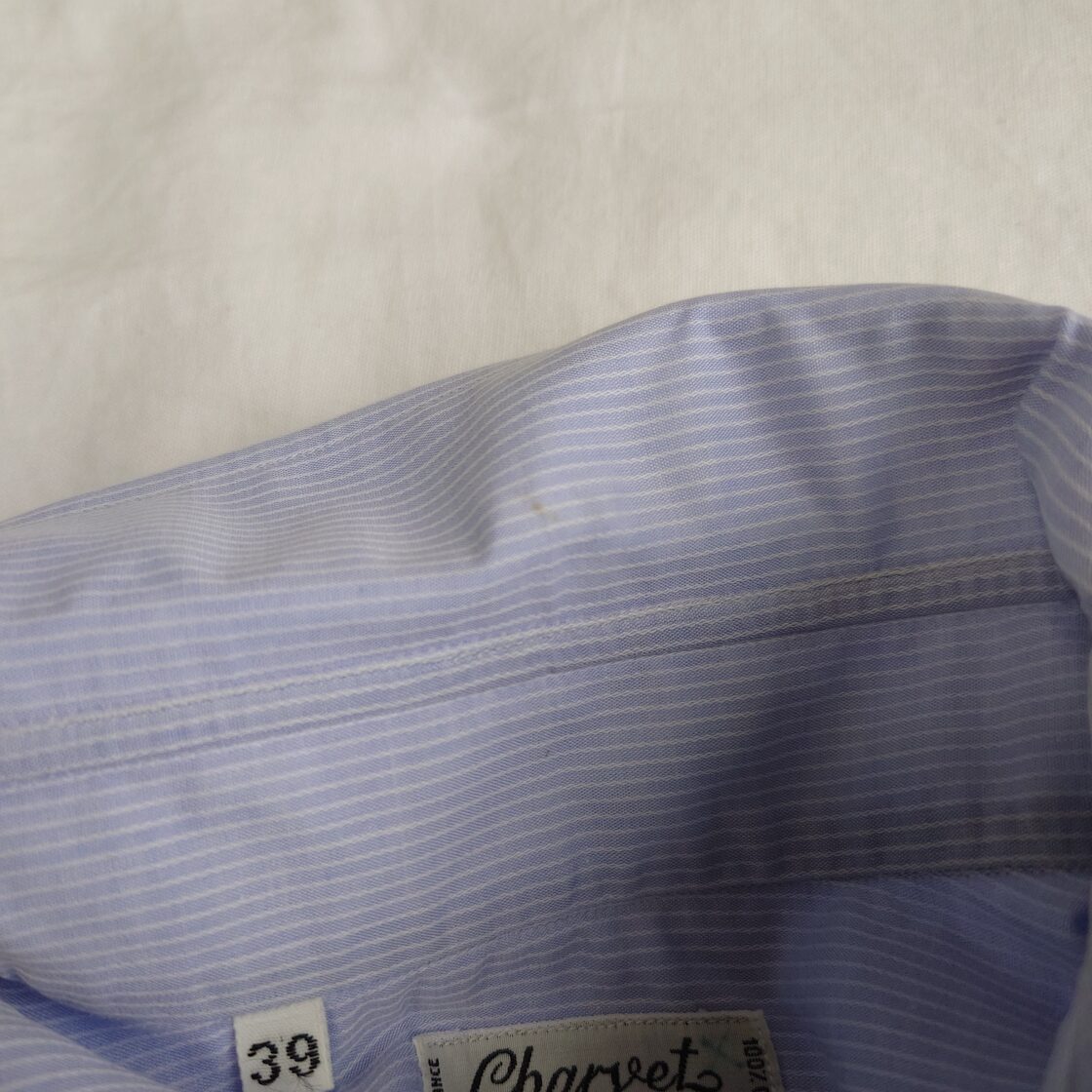 フランス製】OLD Charvet シャルべ ストライプシャツ ブルーホワイト 
