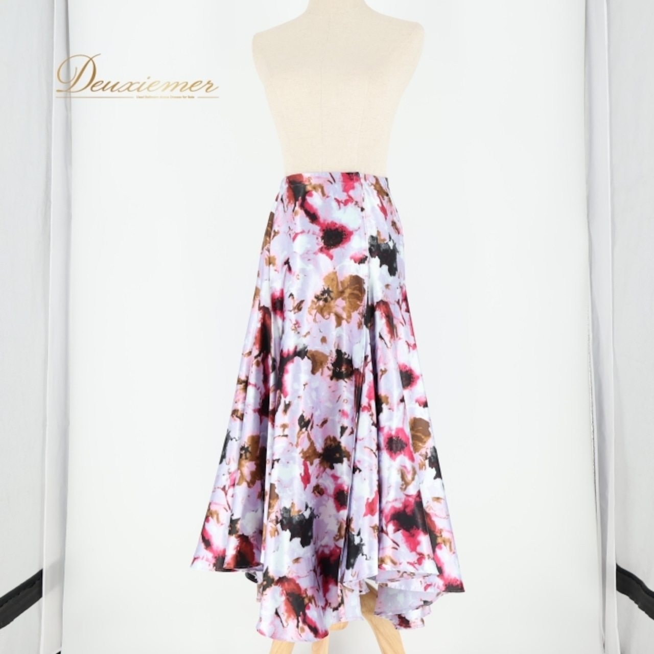 社交ダンス 衣装 スカート パープル系 チャコットロイヤルダンス Chacott ROYAL DANCE 巻きスカート 光沢 高級感 練習 レッスン パーティー 上品 かわいい 華やか 日本製 ピンク系 ブラック系