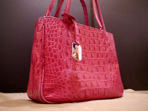 ◆FURLAフルラ クロコ型押 レザー ハンド&ショルダー バッグ◆