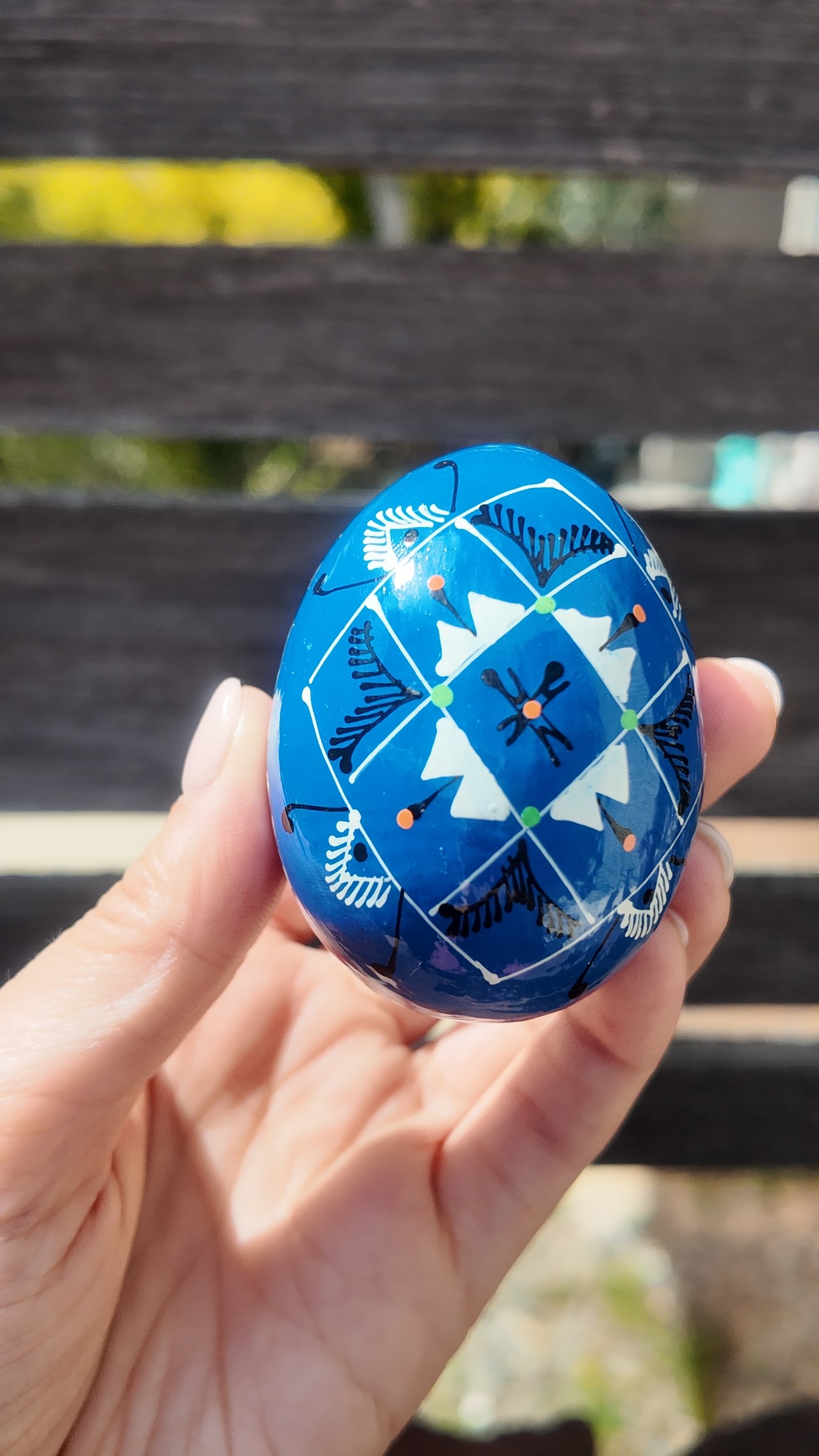 装飾用木製プィサンカ（イースターエッグ）with stand　コロミヤモデル - 6