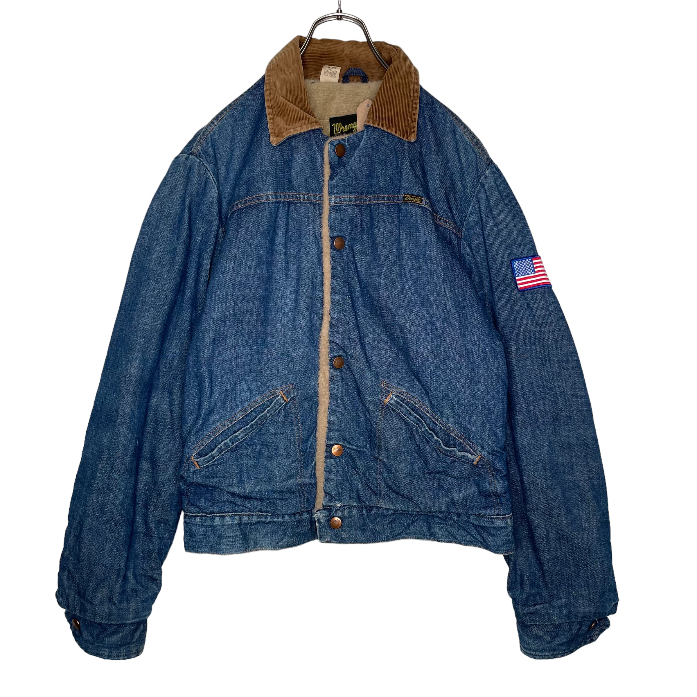 【70's USA 】Wrangler デニムジャケット　size 36 （M相当）ワッペン　襟コーデュロイ　裏地ボア　ジャケット　vintage |  古着屋OLDGREEN powered by BASE