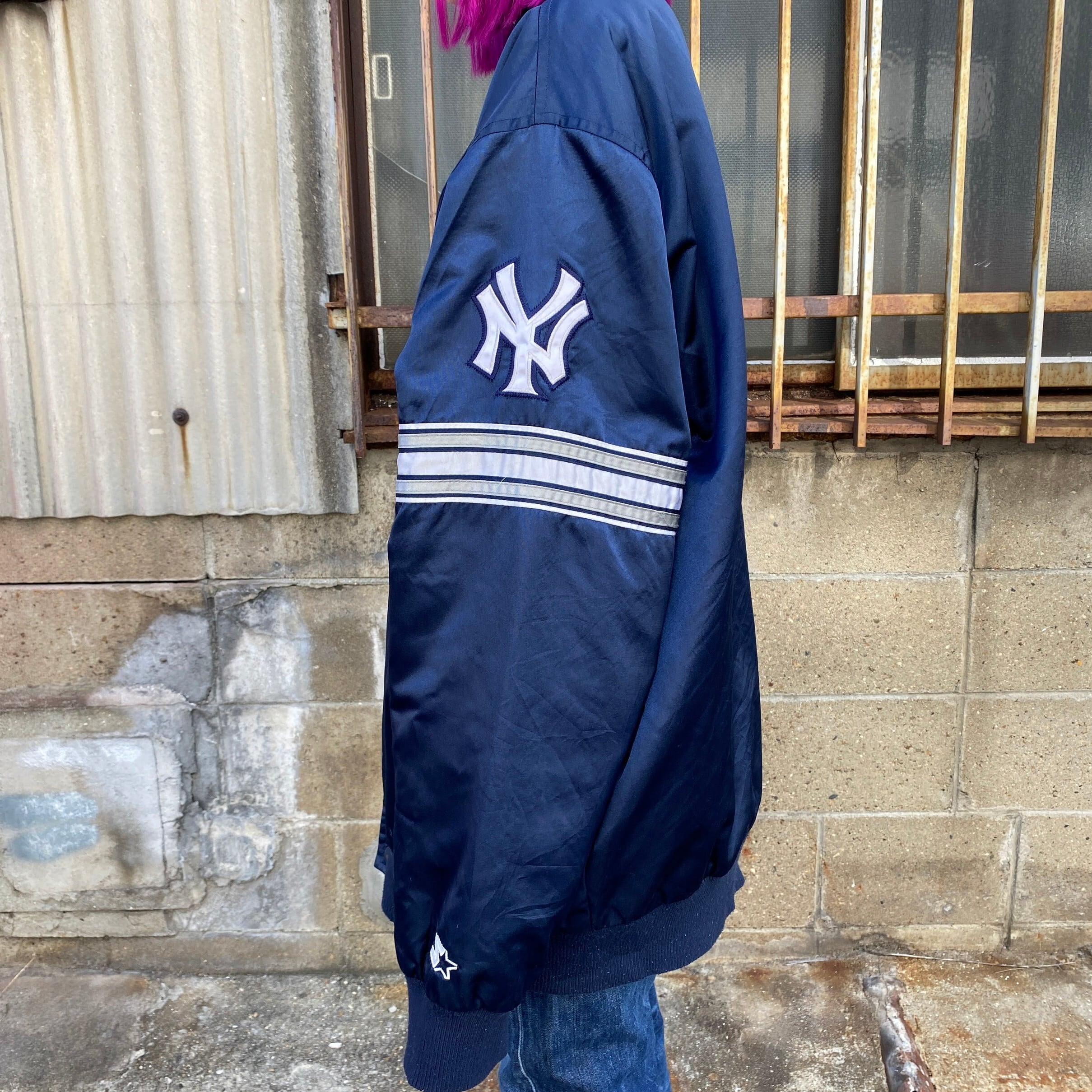 ビッグサイズ スターター MLB ニューヨーク・ヤンキース ナイロンスタジャン メンズ2XL 古着 New York Yankees  キルティングライナー 中綿入り ネイビー 紺色 STARTER 大きいサイズ【ブルゾン・ジャケット】【CS2301-30】 | cave  古着屋【公式】古着通販サイト