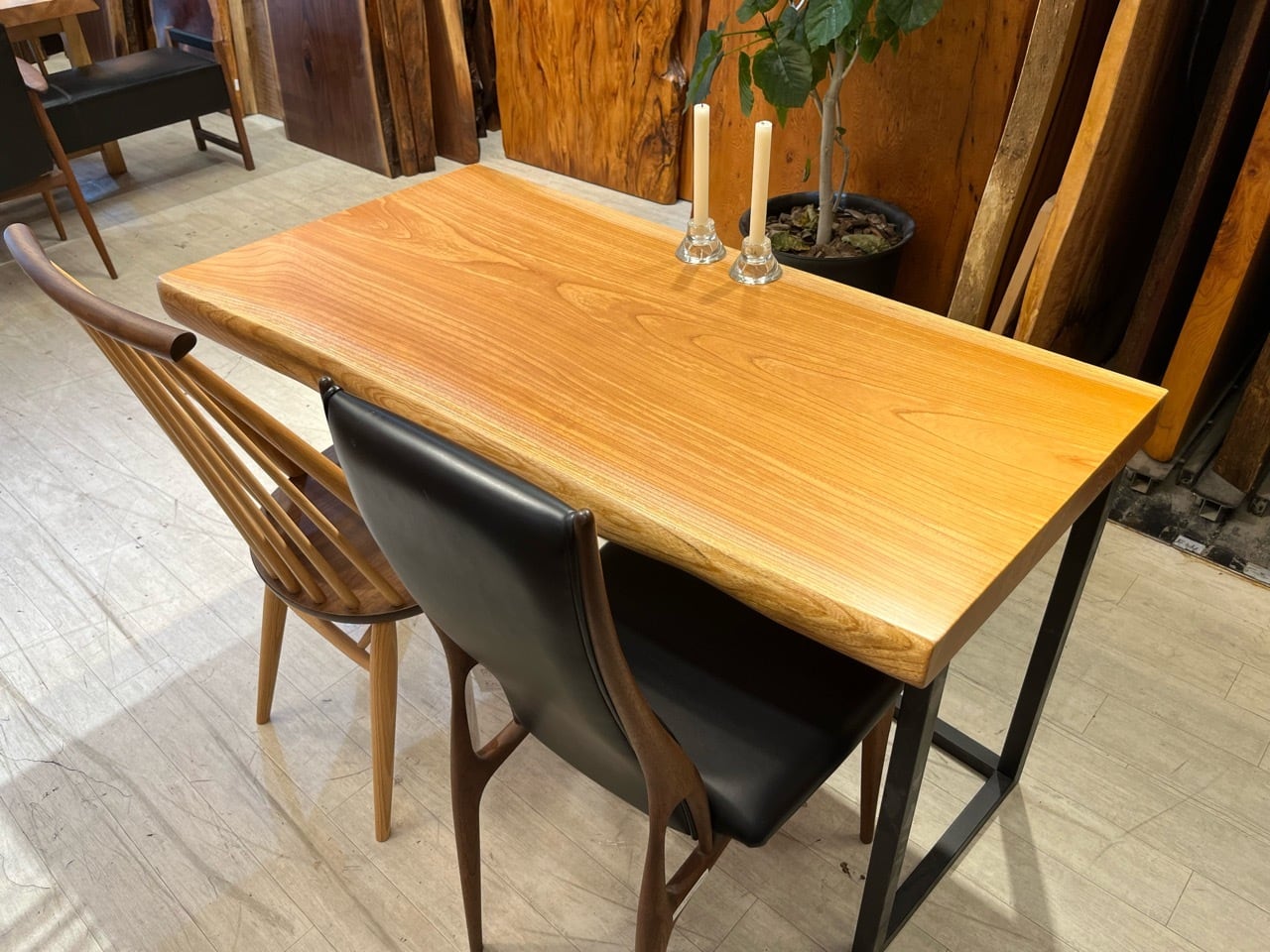 リメイク品】欅（ケヤキ）_1270×630-535×62_新宿店_テーブル天板/一枚