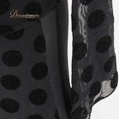 社交ダンス 衣装 スタンダード 上下セット ツーピース レッスンウェア パーティ衣装 Natural Spin ナチュラルスピン 水玉 ブラック系 ドット 黒 フロッキー加工 伸縮性 Mサイズ おしゃれ フィットネス ダンス用 スポーツウェア レディース 発表会 お出かけ 着心地良好 クラシック ドット柄 マルチシーズン ブラックドレス コーディネート かっこいい