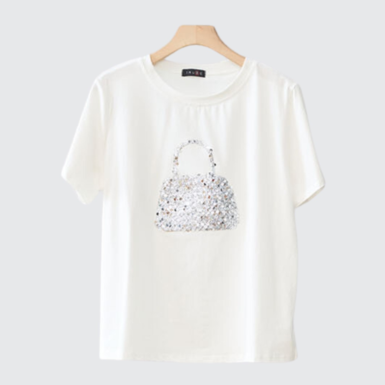 TRUBE キラキラバッグデザインTシャツ【M~L】ホワイト