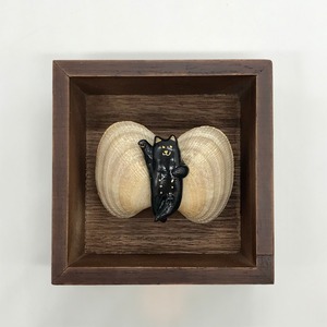 【すぎはらゆり】蝶猫ブローチ あさり（標本箱付き）J