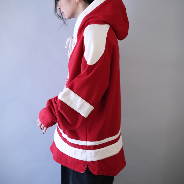 "Wisconsin Badgers" college team design over silhouette lace up sweat parka