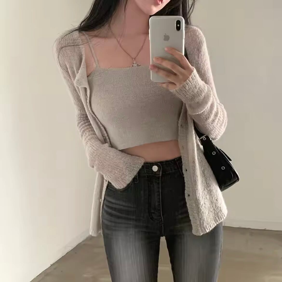 fluffy knit bustier set