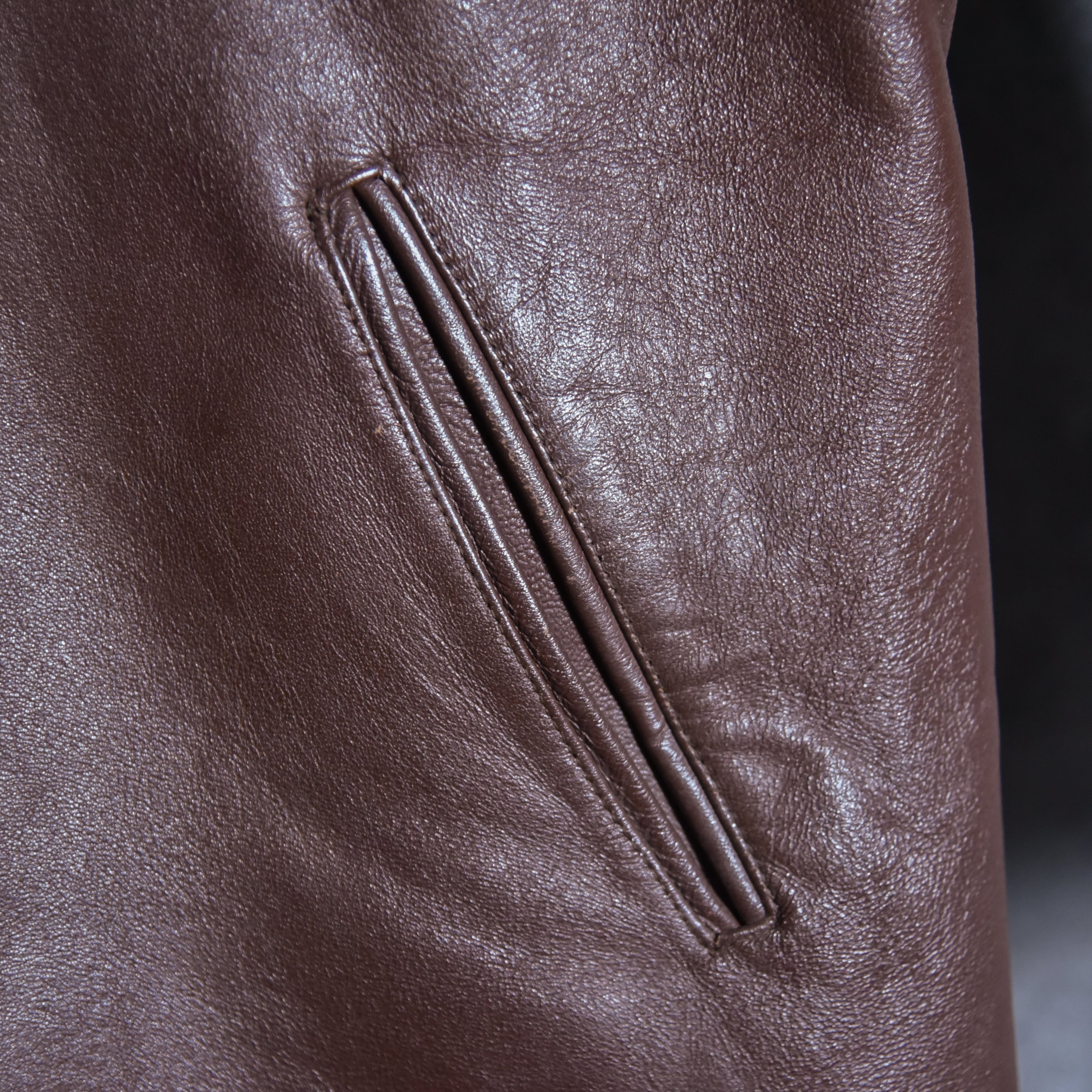 70s Le Corbusier Leather Double Breasted Jacket Brown ル