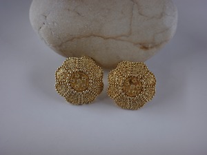 <vintage silver925>floral gold pierce