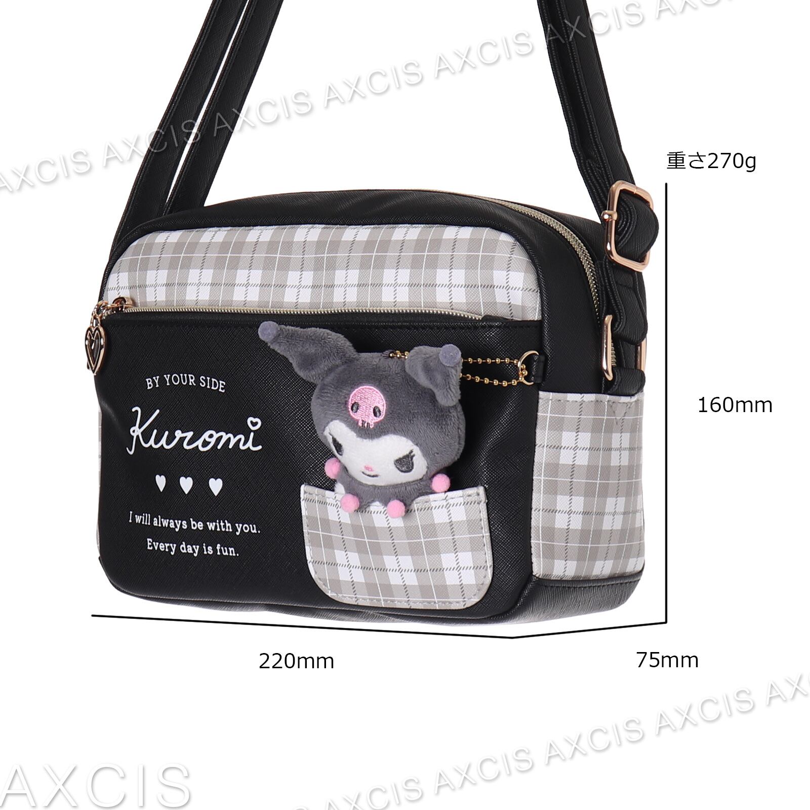 243351】サンリオキャラクターズ合皮チェックぬい付ショルダー | AXCIS