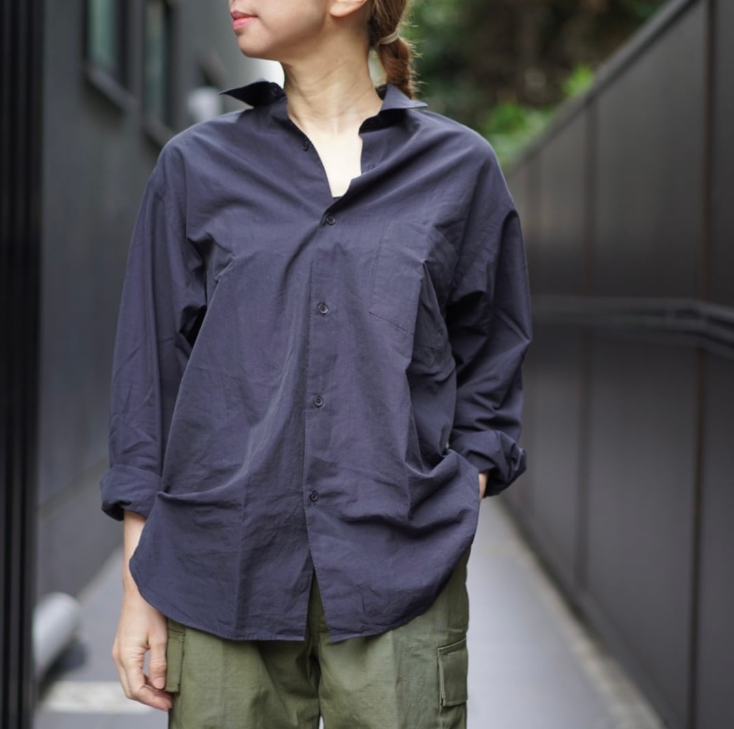 コモリ comoli シルクシャツ 定番 ネイビー www.krzysztofbialy.com