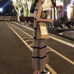 ボーダーアメスリニットワンピース　A1971