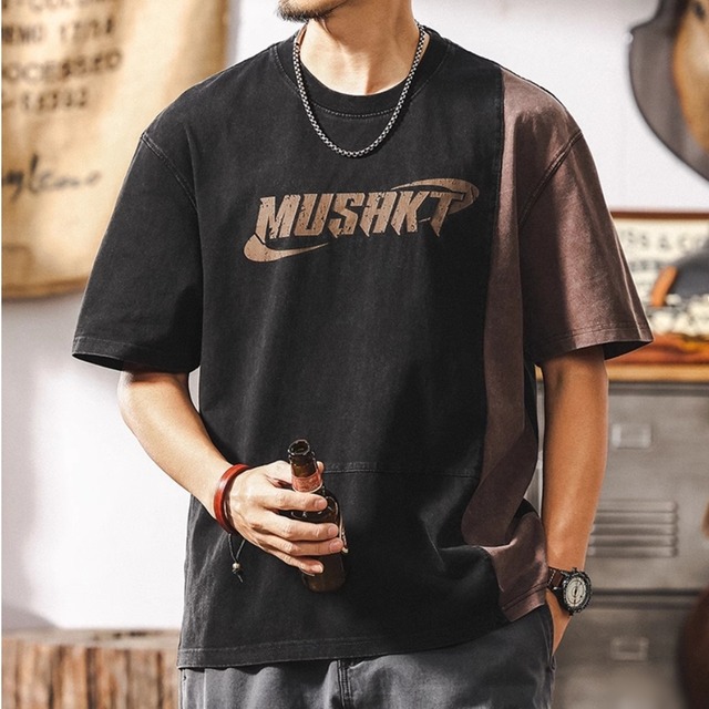 コントラストバイカラー半袖Tシャツ 225598