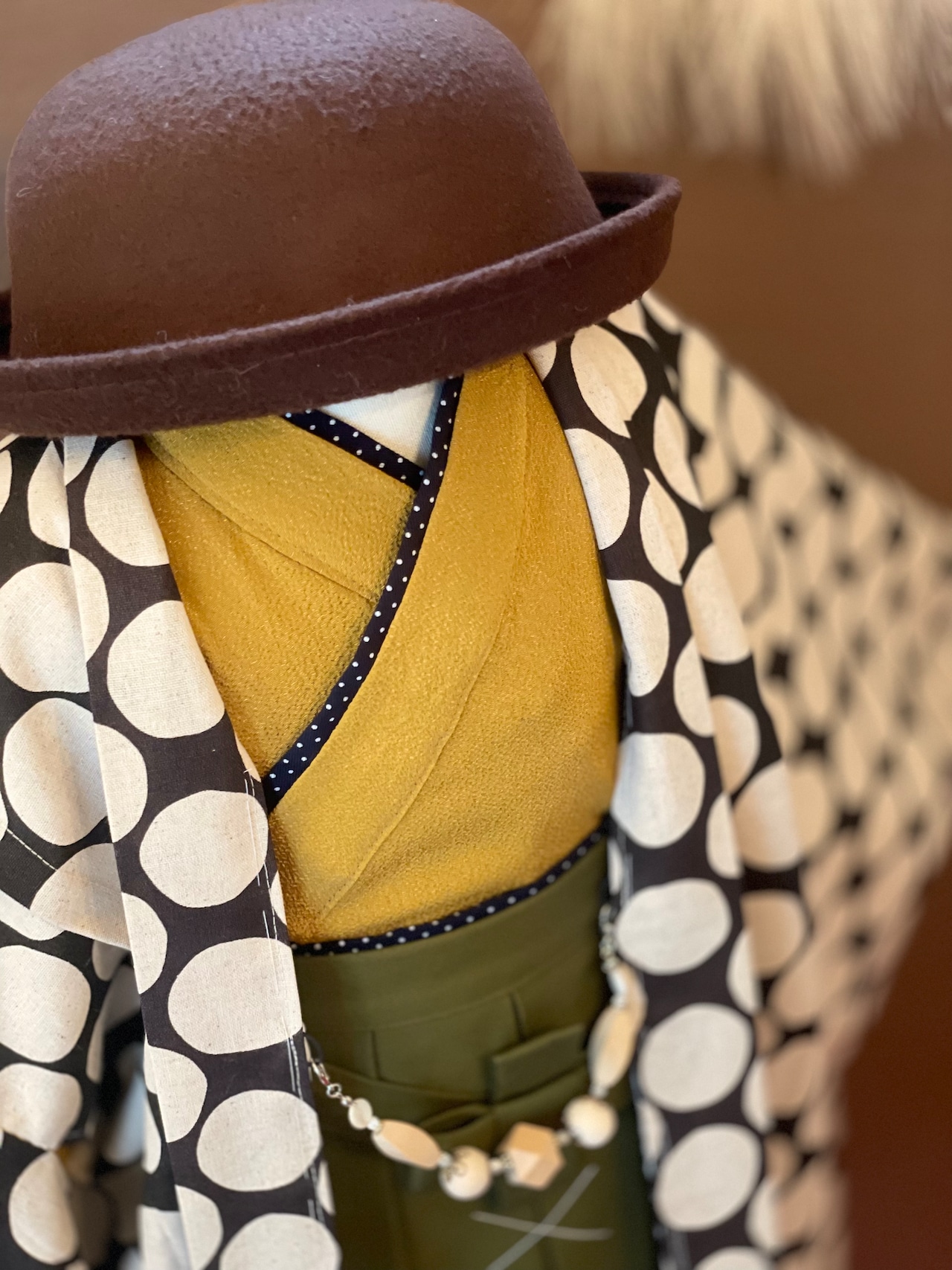 【受注製作】110size 大人気ドット柄羽織(裏地付き) 2点セット・羽織紐 男の子の祝い着 羽織 2点セット