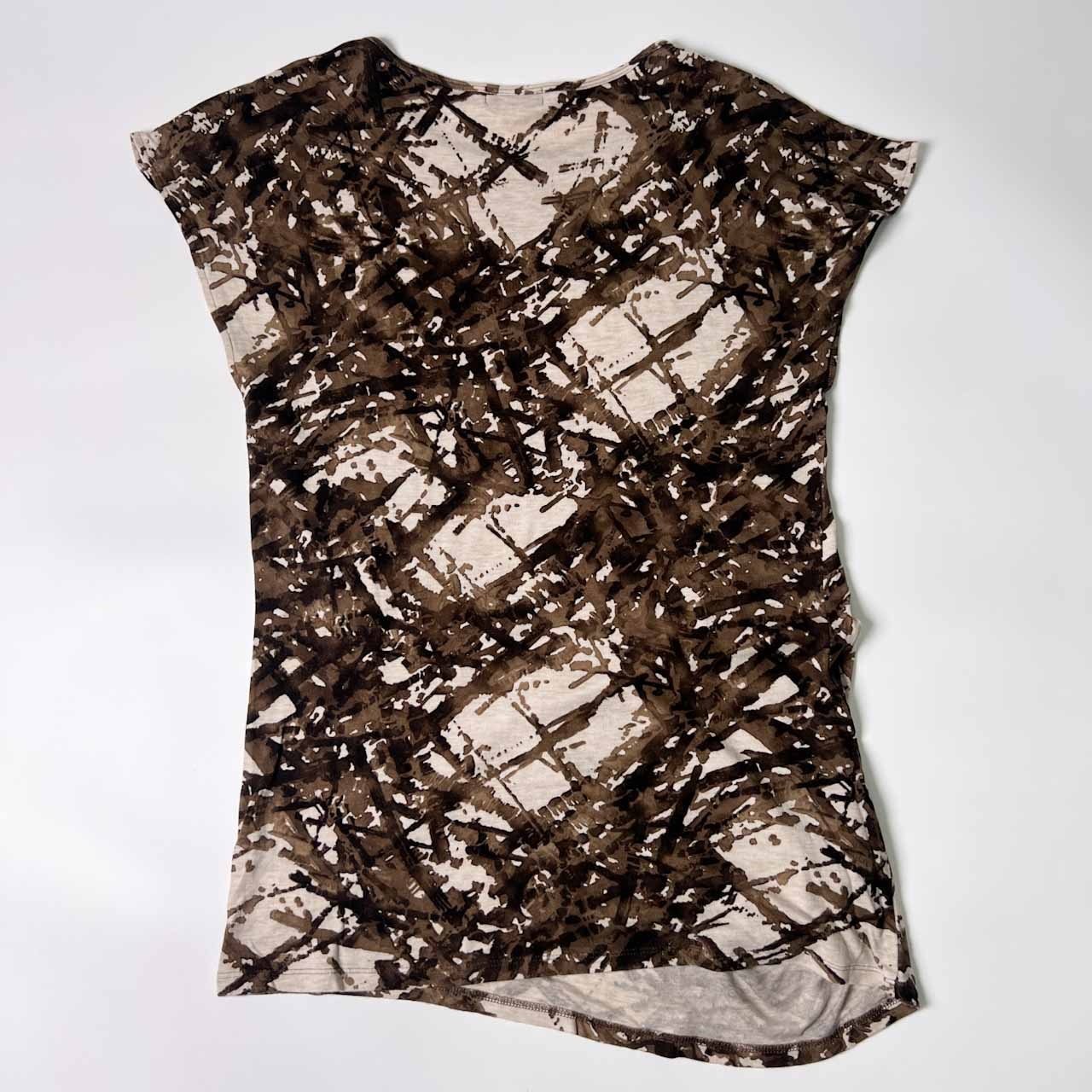 EVEX by KRIZIA エヴェックス バイ クリツィア アート デザイン チュニック丈 半袖 Tシャツ カットソー 40/ブラウン ベージュ系 レディース