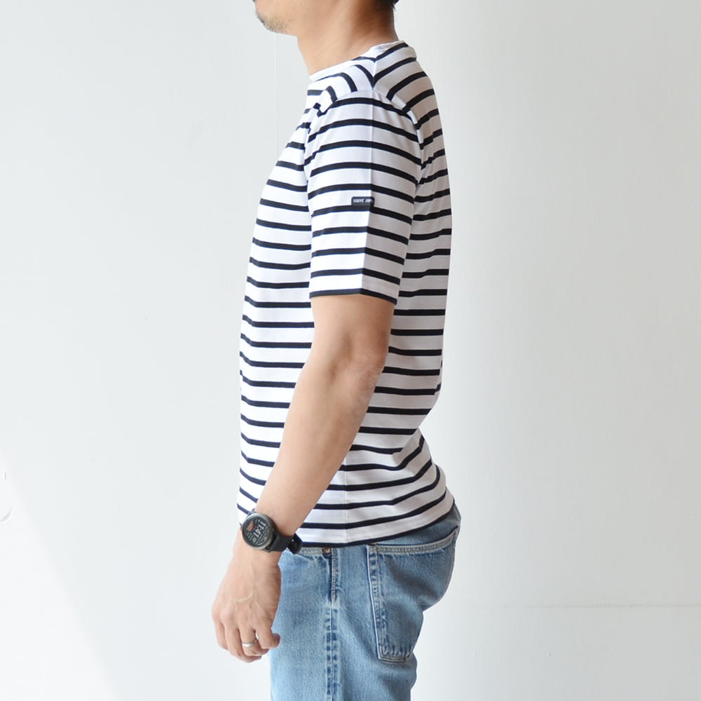 セントジェームス SAINT JAMES 薄手ボーダーシャツ半袖(PIRIAC)NEIGE/NOIR