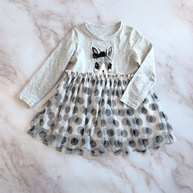 【即納】ラビットチュールカットソー90～130  長袖Tシャツ　　長袖カットソー　長袖スウェット