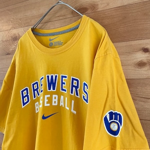 【NIKE】MLB ミルウォーキーブルワーズ Tシャツ Milwaukee Brewers アーチロゴ Lサイズ us古着 アメリカ古着