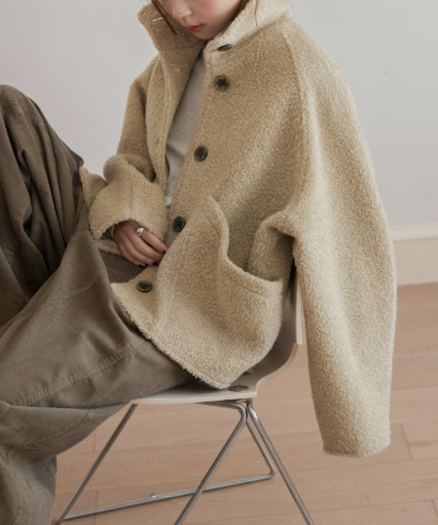 スタンドカラー◆ショートウールコート【a-50301】