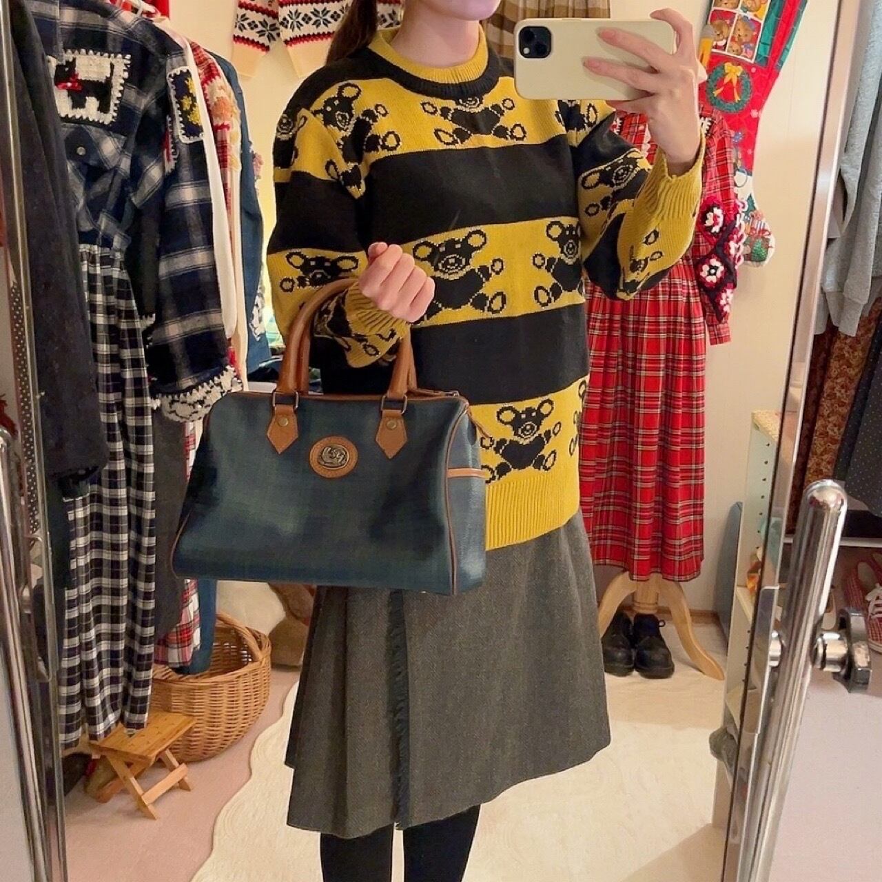 green check boston bag