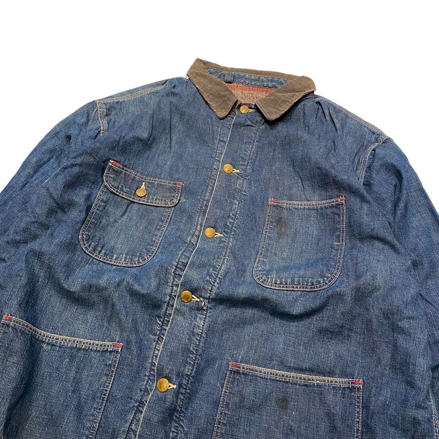 6070's Blanket Lined Denim Coverall / ブランケットライナー デニム カバーオール 襟コーデュロイ 古着