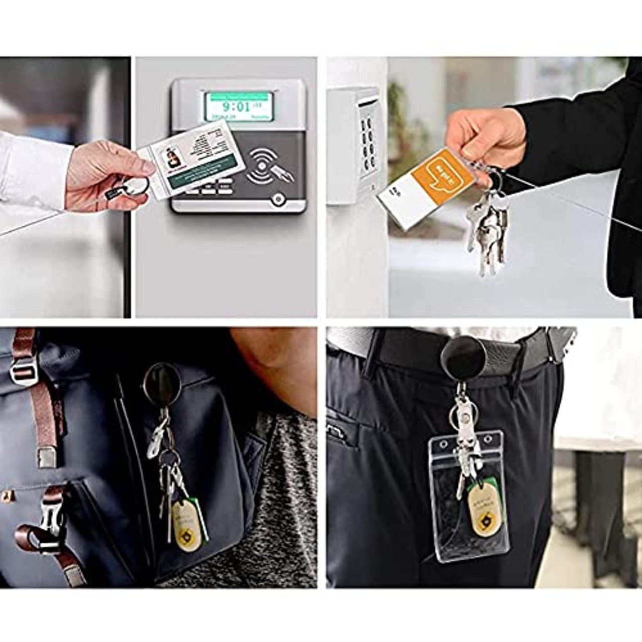 Enjoy Youth 社員証 ネックストラップ ネームホルダー 吊り下げ名札用リール リールクリップ リールキーホルダー カードホルダー クリップ付き 最長60cmブラック