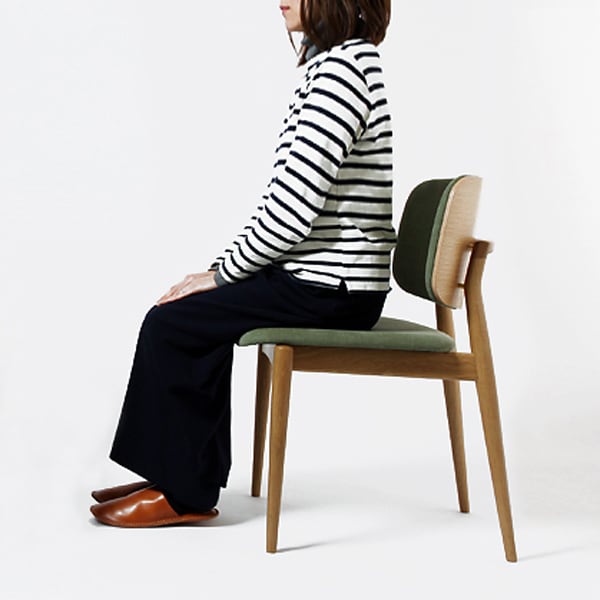 コチ チェア オーク黒塗装 エンボスレザーBLACK［リアルスタイル