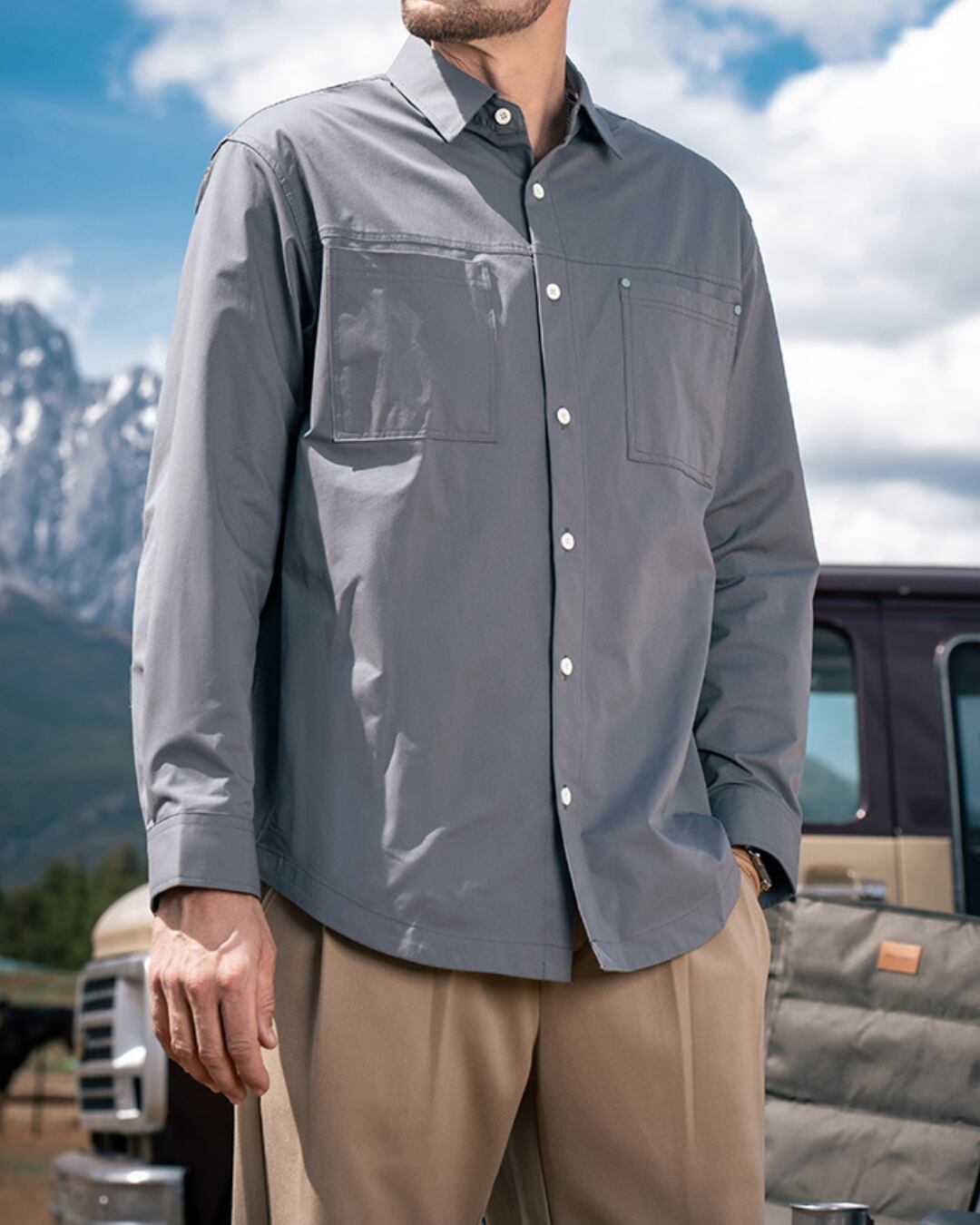 アメカジ ワークボタンシャツ 4色 E0068