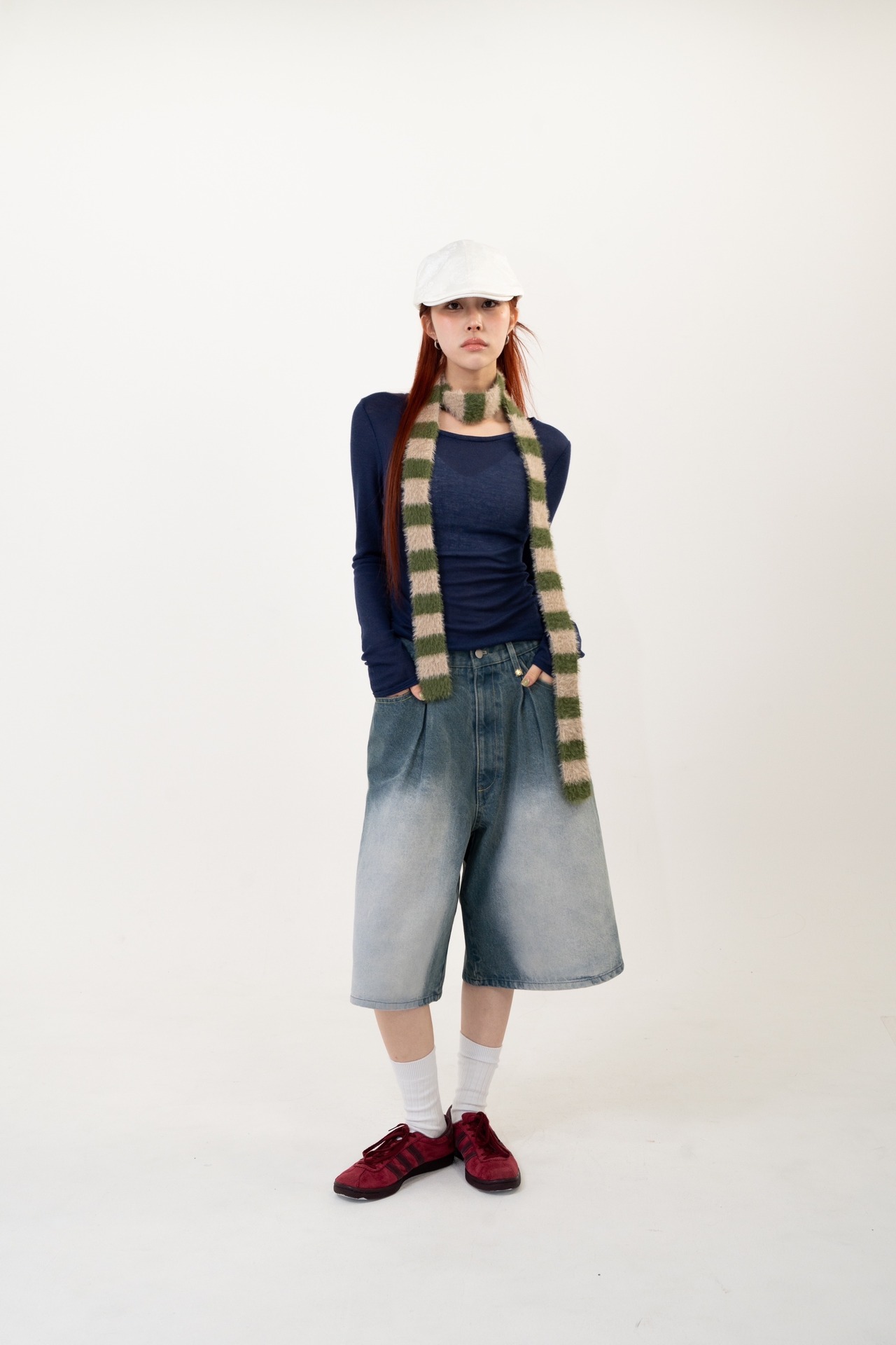 VINTAGE-LIKE DENIM HALF PANTS HK-020