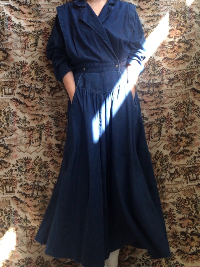 80s Denim Wrap Maxi Dress